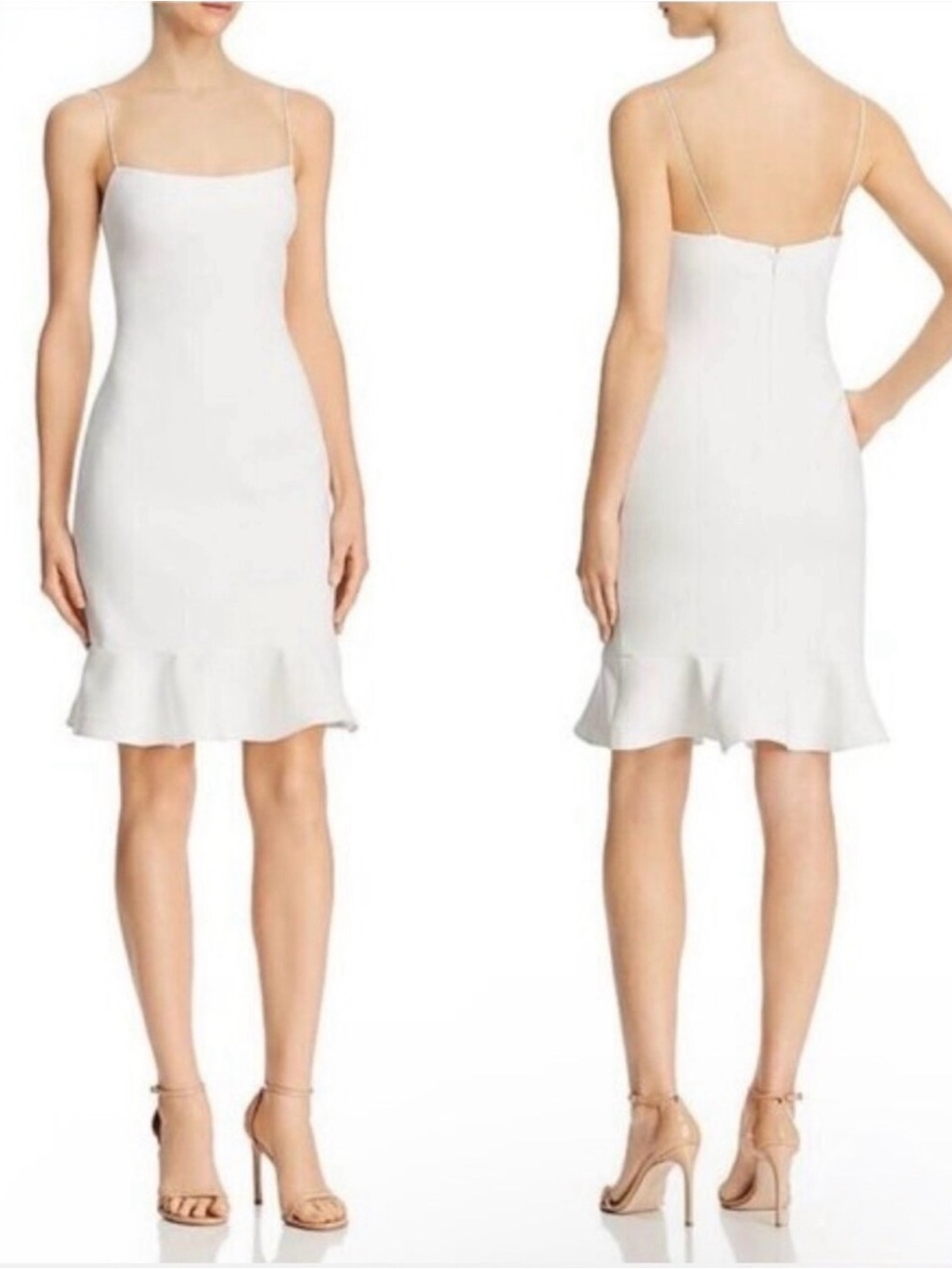 Likely Banks Flounce Ruffle Hem Spaghetti Strap Mini Sheath Dress, 6, NEW